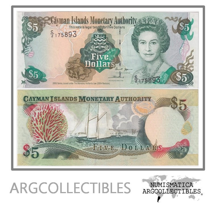 Islas Caiman Billete 5 Dolares 2004 P-22 UNC