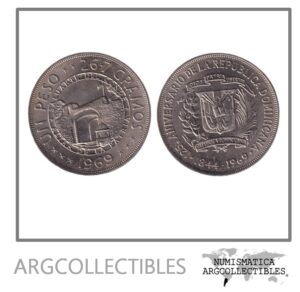Republica Dominicana Moneda 1 Peso 1969 / 125 Aniversario de la Republica Niquel KM-33 UNC