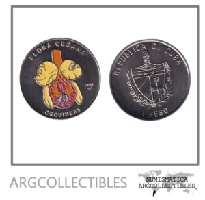 Cuba Moneda 1 Peso 2001 Flora Cubana Orquidea Amarilla Niquel Color KM-833 UNC