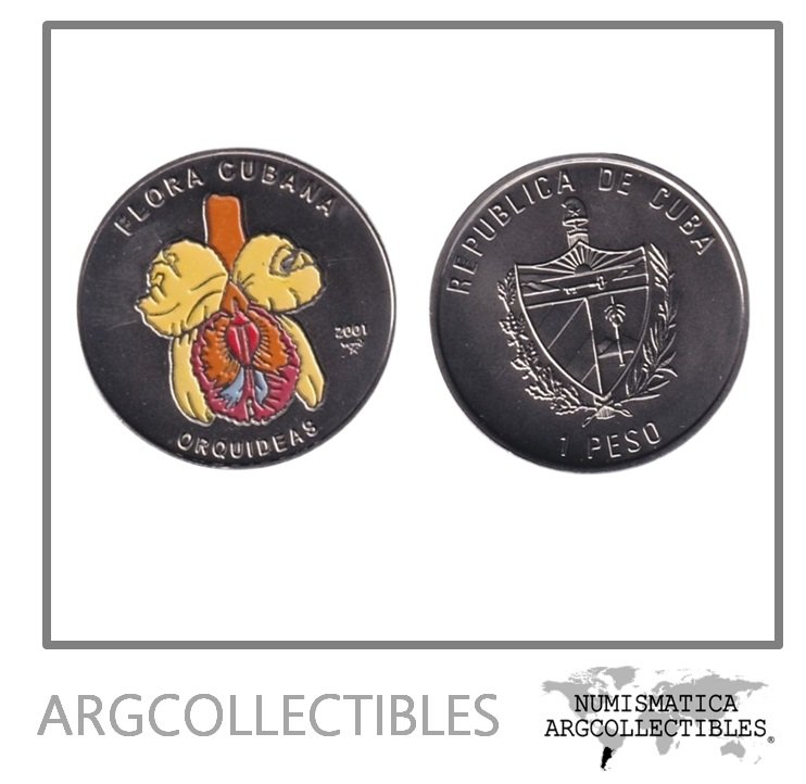Cuba Moneda 1 Peso 2001 Flora Cubana Orquidea Amarilla Niquel Color KM-833 UNC