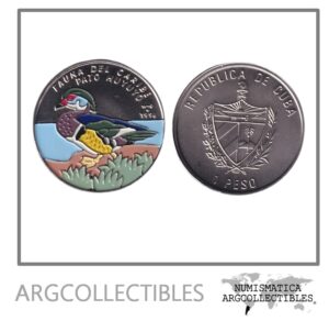 Cuba Moneda 1 Peso 1996 Fauna del Caribe Pato Huyuyo Niquel Color KM-552 UNC