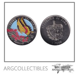 Cuba Moneda 1 Peso 1996 Fauna del Caribe Mariposa Papilio Niquel Color KM-565 UNC