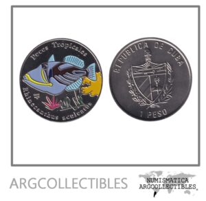Cuba Moneda 1 Peso 2005 Peces Tropicales Rhinecanthus Niquel Color KM-868 UNC