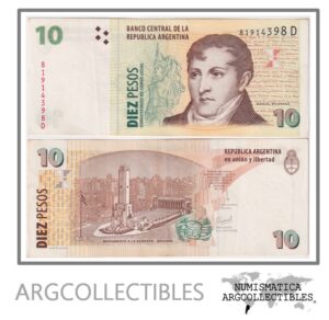 Argentina Billete 10 Pesos 2001 P-348/BOT-3409 XF (Serie D)
