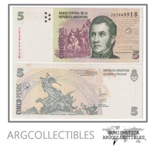 Argentina Billete 5 Pesos 2000 P-347/BOT-3306 AU (Serie B)