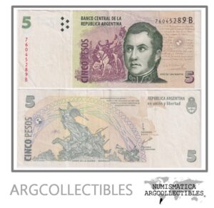 Argentina Billete 5 Pesos 2001 P-347/BOT-3308 VF+ (Serie B)