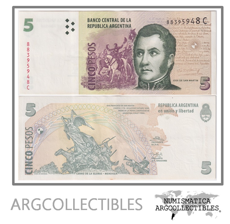 Argentina Billete 5 Pesos 2004 P-353/BOT-3314 XF (Serie C)