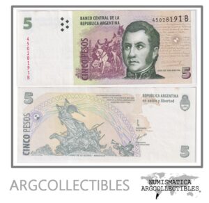 Argentina Billete 5 Pesos 2001 P-347/BOT-3308 AU (Serie B)