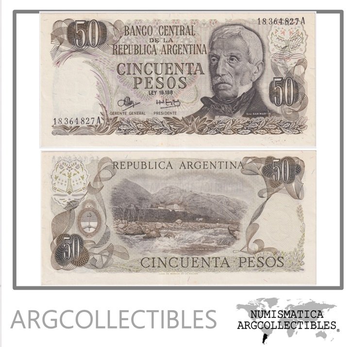 Argentina Billete 50 Pesos 1973 P-290/BOT-2367 AU (Serie A)