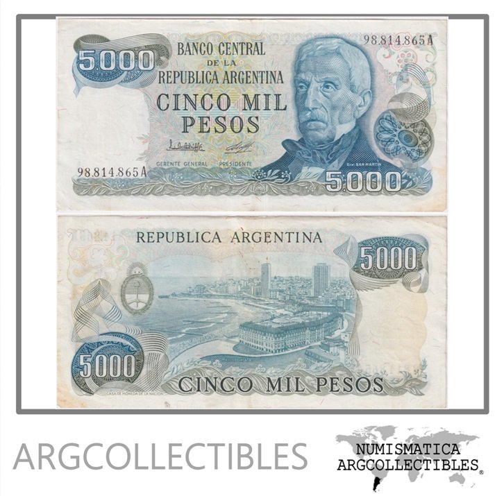 Argentina Billete 5.000 Pesos 1980 P-305a/BOT-2469b VF+ (Serie A)
