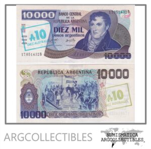 Argentina Billete 10 Australes 1985 P-322c/BOT-2707 UNC (Serie B)