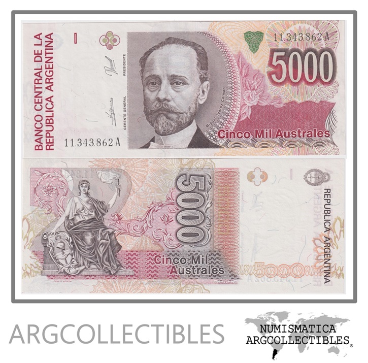 Argentina Billete 5.000 Australes 1989 P-330b/BOT-2865 UNC (Serie A)