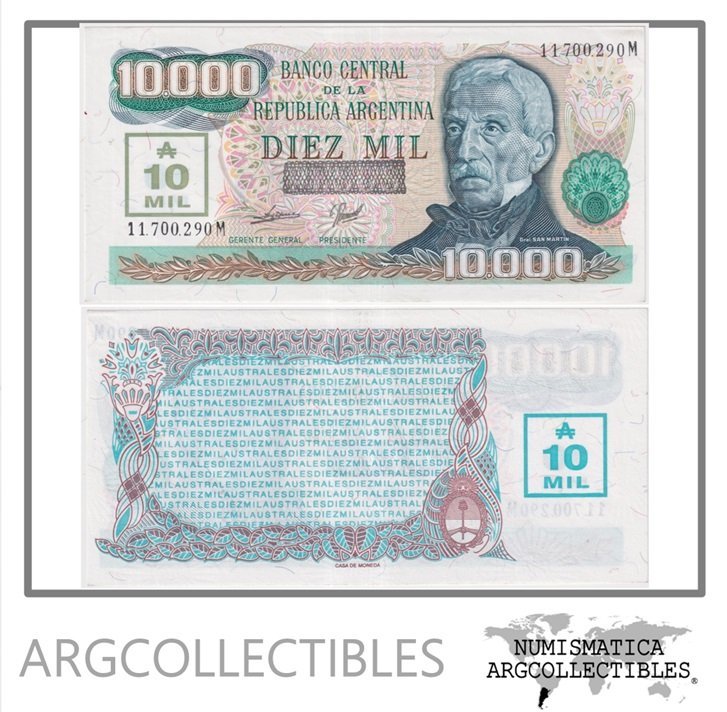 Argentina Billete 10.000 Australes 1989 P-331/BOT-2876 UNC (Serie M)