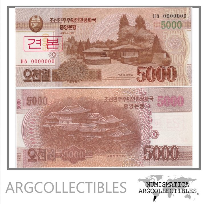 Corea Del Norte Billete 5.000 Won 2013 UNC (Specimen)