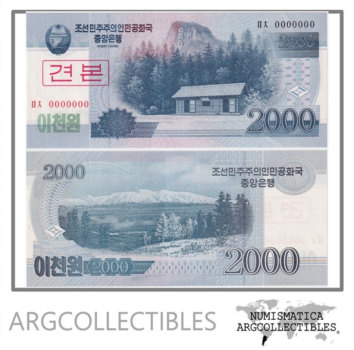 Corea del Norte Billete 2.000 Won 2008 P-65 UNC (Specimen)
