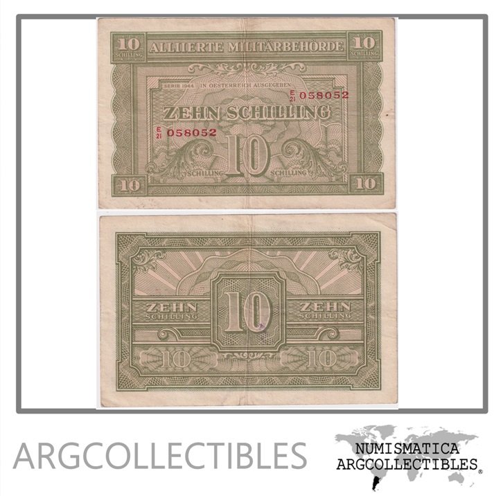 Austria Billete 10 Shilling 1944 P-106 VF+ (Ocupacion Aliada)