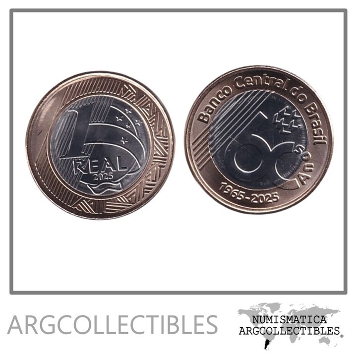 Brasil Moneda 1 Real 2025 / 60 Aniversario Banco Central Bimetalica UNC