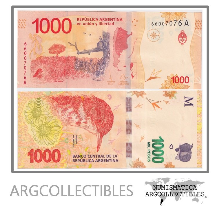 Argentina Billete 1.000 Pesos 2017 P-366/BOT-6001 UNC (Serie A)