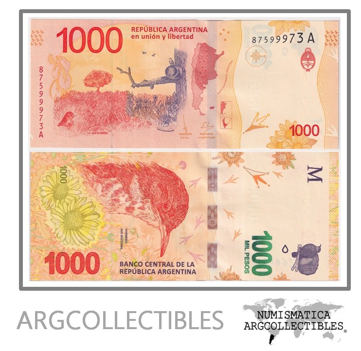 Argentina Billete 1.000 Pesos 2017 P-366/BOT-6001 XF+ (Serie A)