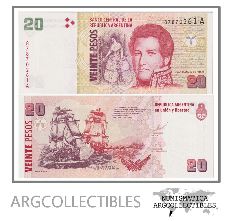 Argentina Billete 20 Pesos 2002 P-349/BOT-3507 UNC (Serie A)