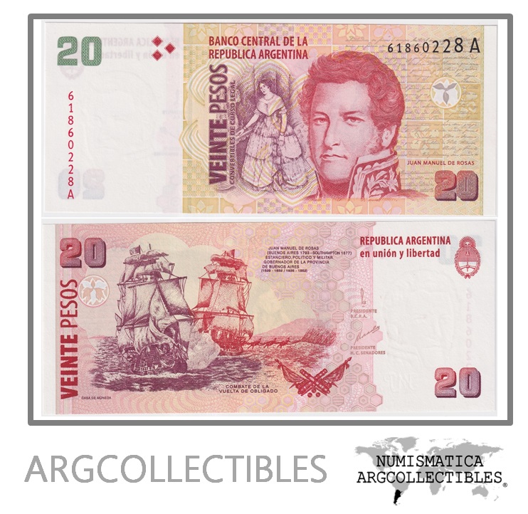 Argentina Billete 20 Pesos 2001 P-349/BOT-3506 UNC (Serie A)