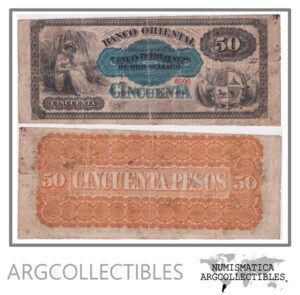 Uruguay Billete 50 Pesos 1867 P-S-387 F+ (Banco Oriental)