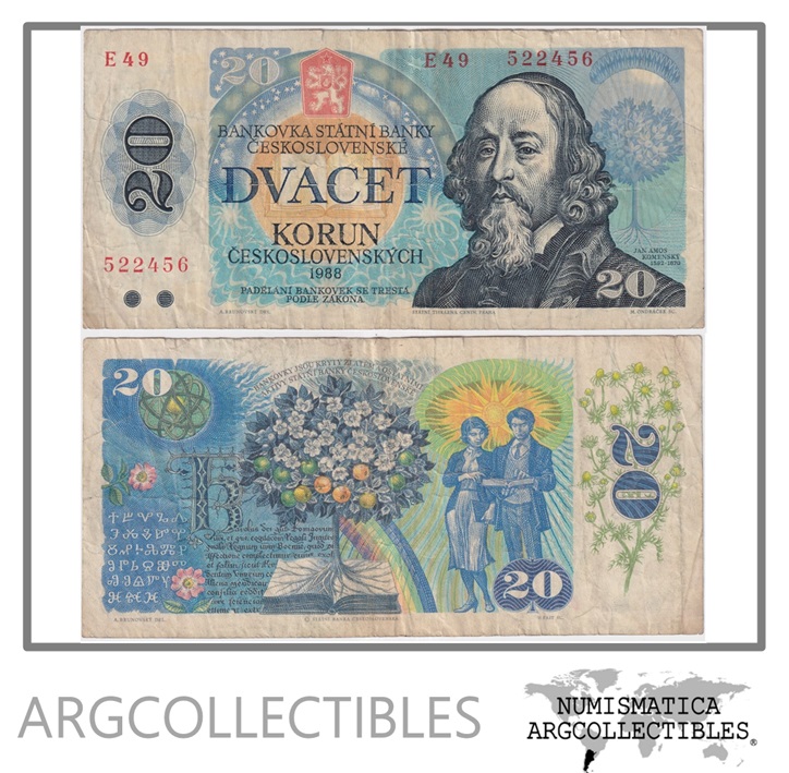 Checoslovaquia Billete 20 Korun 1988 P-95 VF