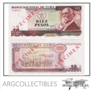 Cuba Billete 10 Pesos 1991 P-109 UNC (Specimen)