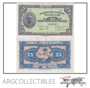 Africa Occidental Billete 25 Francos 1942 P-30 XF