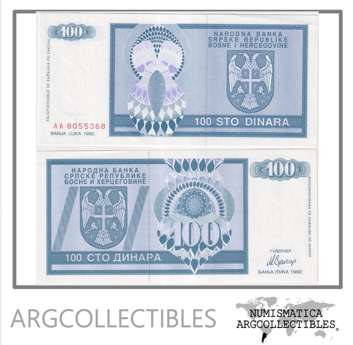 Bosnia y Herzegovina Billete 100 Dinara 1992 P-135 UNC