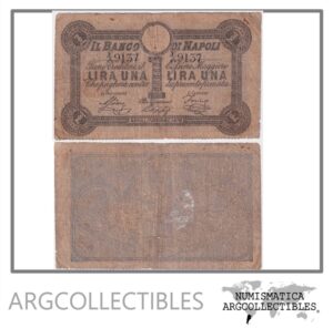 Italia Billete 1 Lira 1870 P-S-820 F+ (Banco de Napoli)