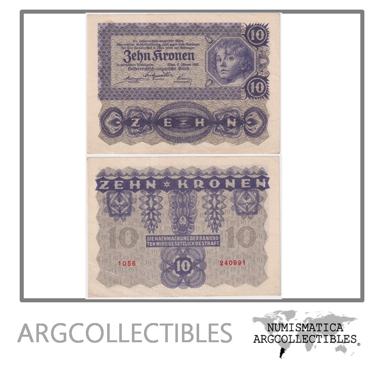 Austria Billete 10 Kronen 1922 P-75 XF