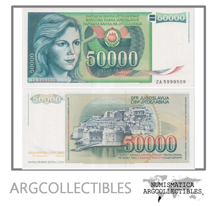 Yugoslavia Billete 50.000 Dinara 1988 P-96 UNC (Reposicion)