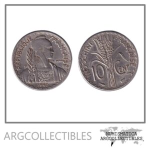 Indochina Francesa Moneda 10 Centavos 1940 Niquel KM-21.1a VF+
