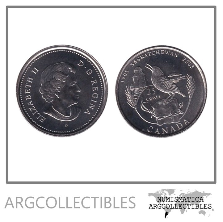 Canada Moneda 25 Centavos 2005 / 100 Aniversario de Saskatchewan KM-532 Niquel UNC