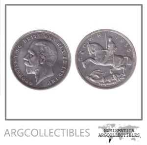 Inglaterra Moneda 1 Cronw 1935 Plata 500 Rey Jorge V KM-842 AU