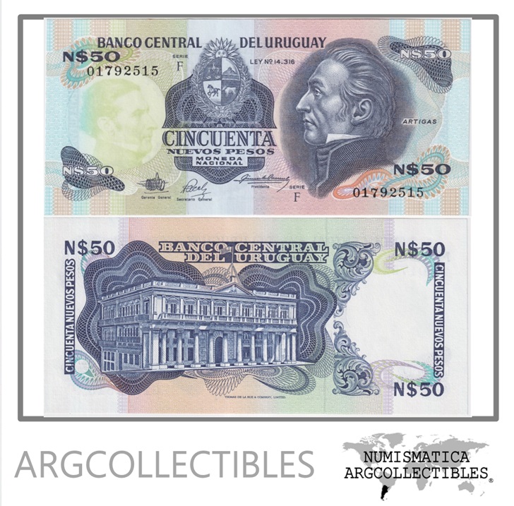 Uruguay Billete 50 Pesos 1988 P-61A/CR-21F UNC (Serie F)