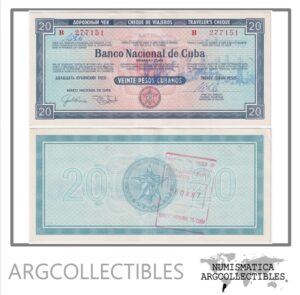 Cuba Billete 20 Pesos 1987 Travel Cheque AU (Serie B)