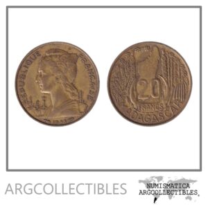Madagascar Moneda 20 Francos 1953 Bronce KM-7 VF