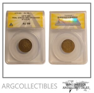 Peru Moneda 1 Sol de Oro 1975 Laton KM-266.1 Error 30% AU (Certificada)