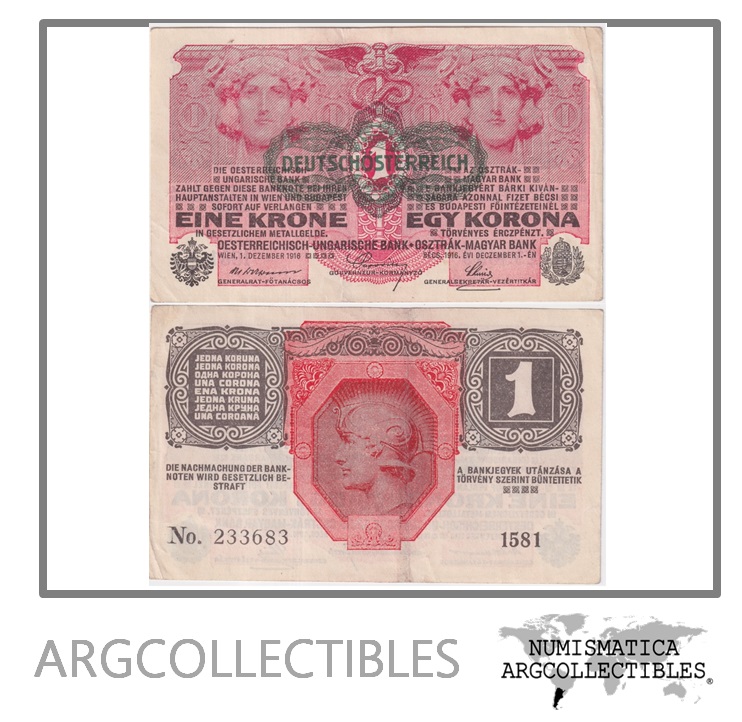 Austria Billete 1 Krone 1916 P-49 XF