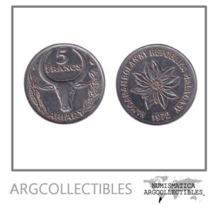 Madagascar Moneda 5 Francos 1972 Acero KM-10 VF+