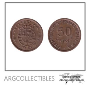 Angola Portuguesa Moneda 50 Centavos 1957 KM-75 Bronce XF+
