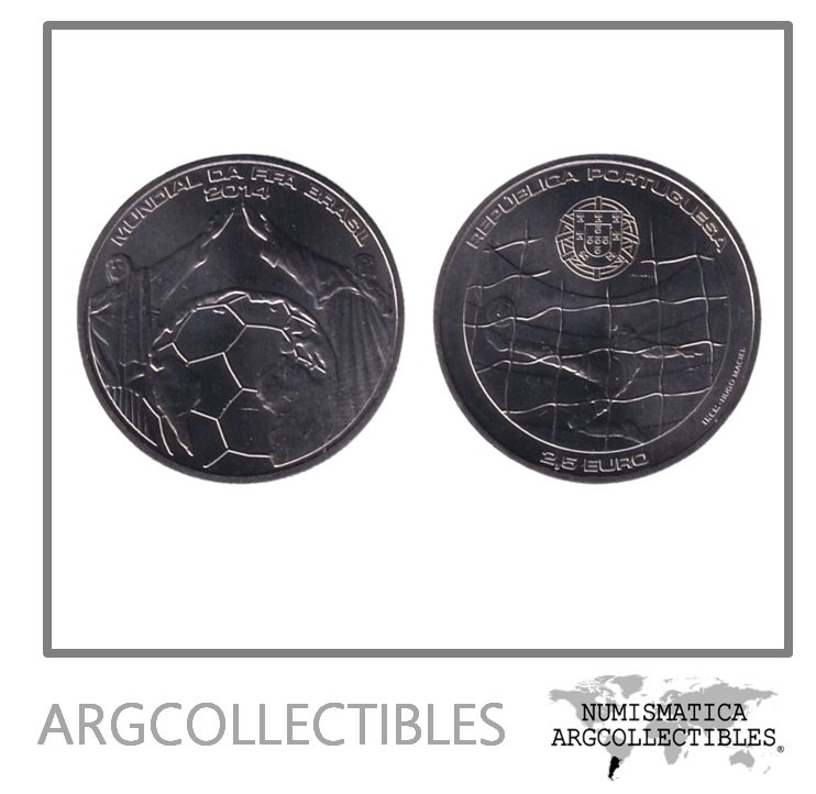 Portugal Moneda 2,50 Euros 2014 Mundial Futbol Brasil Niquel KM-967 UNC