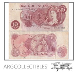 Inglaterra Billete 10 Shillings 1960 P-373b VF