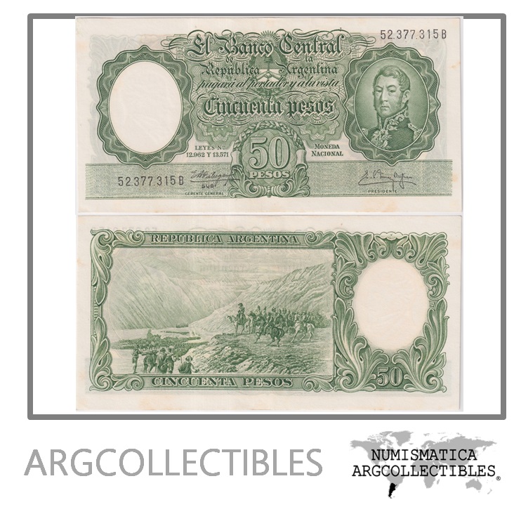 Argentina Billete 50 Pesos 1960 P-271c/BOT-2003 AU (Serie B)