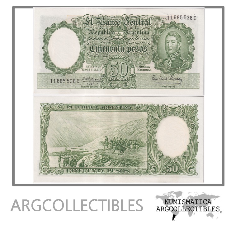 Argentina Billete 50 Pesos 1963 P-271c/BOT-2013 XF+ (Serie C)