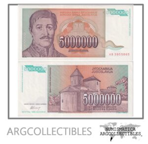 Yugoslavia Billete 5.000.000 Dinara 1993 P-132 XF+ (Karadorde Petrovic)