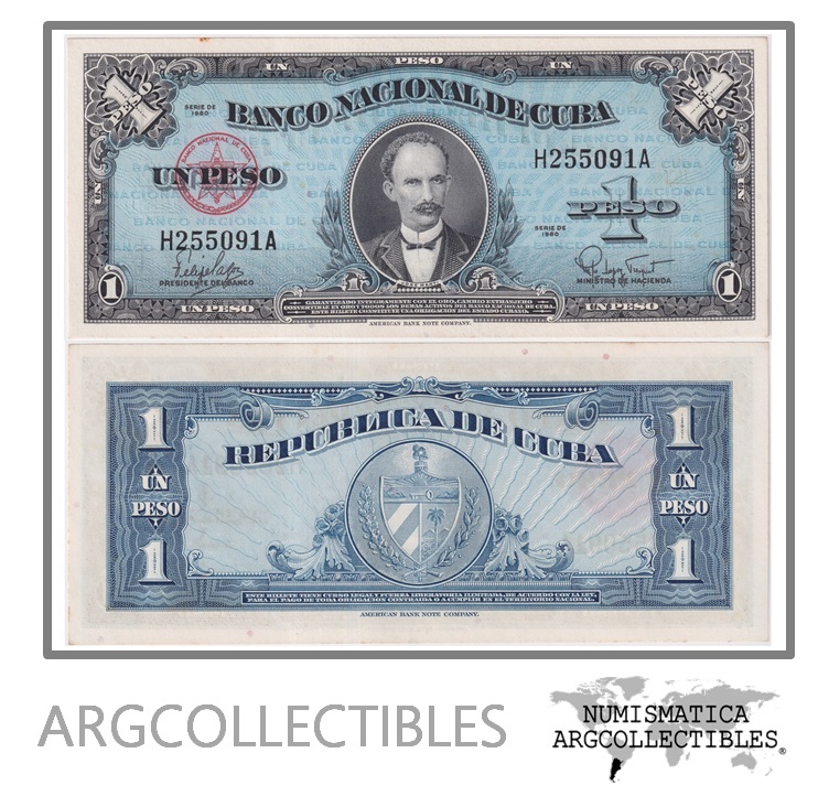 Cuba Billete 1 Peso 1960 P-77b AU