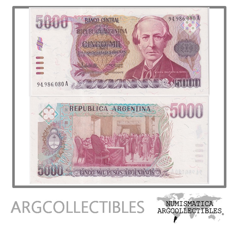 Argentina Billete 5.000 Pesos 1985 P-318/BOT-2638a UNC (Serie A)